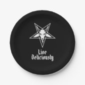 Live Delicious Black Phillip Baphomet Pappteller (Vorderseite)
