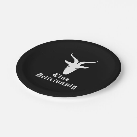 Live Delicious Black Phillip Pappteller (Schrägansicht)