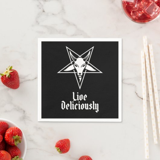 Live Delivery Black Phillip Baphomet Cocktail Serviette (Beispiel)