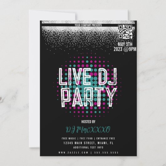 Live DJ Music Night Event Party Bar Flyer Einladung (Vorderseite)
