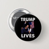 Live Donald Trump Tasse Shot - Nie übergeben Button (Vorne & Hinten)