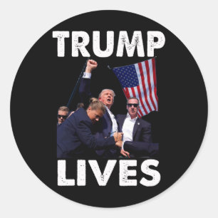 Live Donald Trump Tasse Shot - Nie übergeben Runder Aufkleber