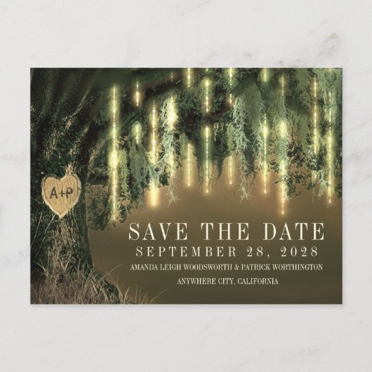 Live-Eichenbaum Spanische Moos speichern die Datum Ankündigungspostkarte (Vorderseite)