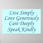 Live Einfach blau Poster (Vorne)