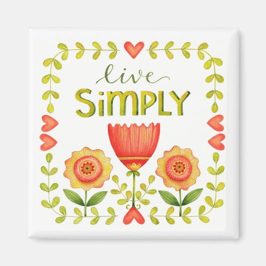 Live einfach ・ Inspirational Square Magnet (Vorne)