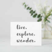 Live Explore Wander Postkarte (Stehend Vorderseite)