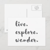 Live Explore Wander Postkarte (Vorne/Hinten)