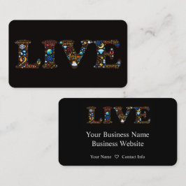Live - Farbenfrohe Word Art Business Card für Trai Visitenkarte