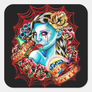 Live Fast, Die von Carissa Rose Quadratischer Aufkleber