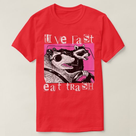 Live Fast Eat Trash Tee Funny Possum Racoon Retro (Design vorne)