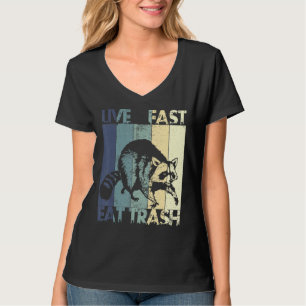 Live Fast Ess Müll Funny Raccoon Camping Vintag T-Shirt