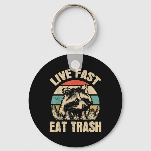 Live Fast essen Müll Funny Raccoon Camping oder Hi Schlüsselanhänger (Vorderseite)