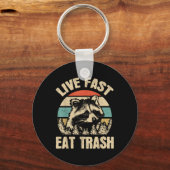Live Fast essen Müll Funny Raccoon Camping oder Hi Schlüsselanhänger (Vorderseite)