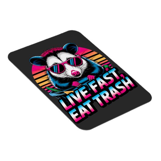 Live Fast essen Trash Funny Retro Opossum Magnet (Rechte Seite)