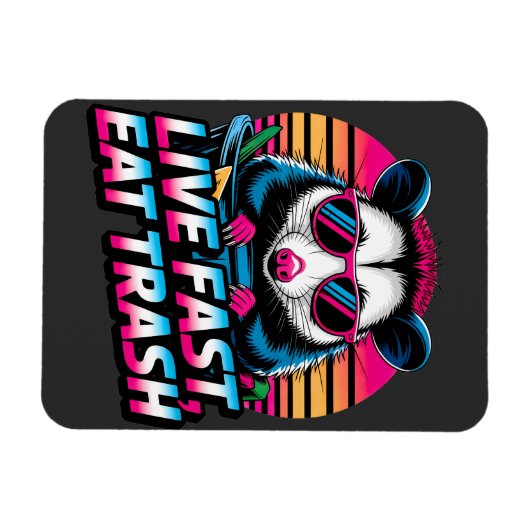 Live Fast essen Trash Funny Retro Opossum Magnet (Horizontal)