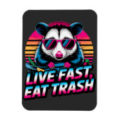 Live Fast essen Trash Funny Retro Opossum Magnet (Vertikal)