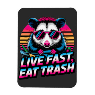 Live Fast essen Trash Funny Retro Opossum Magnet