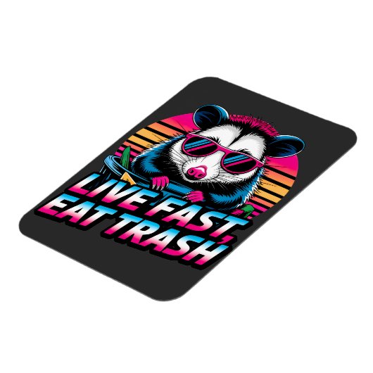 Live Fast essen Trash Funny Retro Opossum Magnet (Linke Seite)