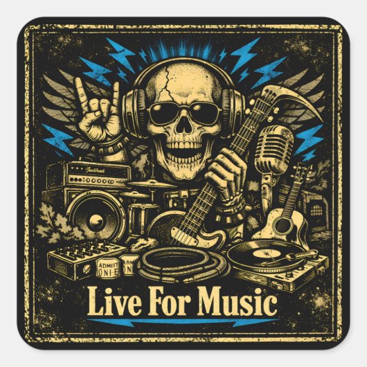 Live For Music – Music Devotion Life Quadratischer Aufkleber (Vorderseite)