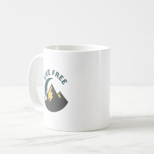 "Live Free" Bergnacht-Emblem Kaffeetasse