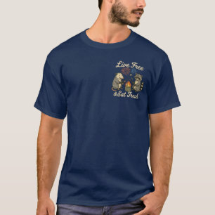 Live Free & Ess Trash Funny Patriotic Possum & R T-Shirt
