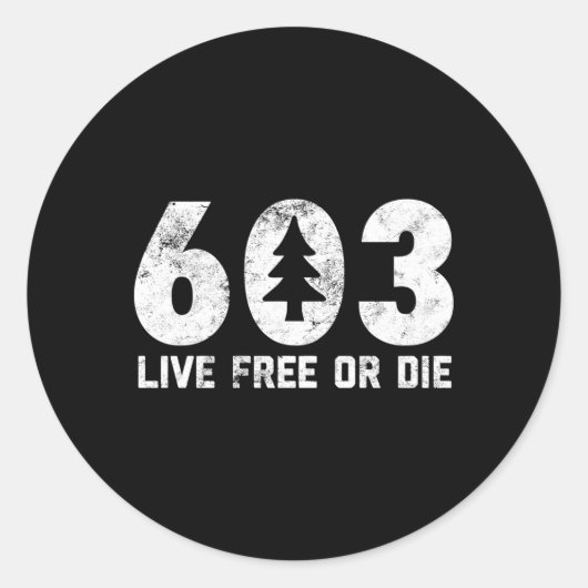 Live-Free oder Die 603 Tree-nh-Bereichscode Runder Aufkleber (Vorderseite)