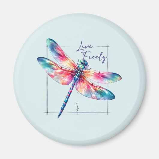 Live Freely - Dragonfly Colorful Inspiration Magnet (Vorne)
