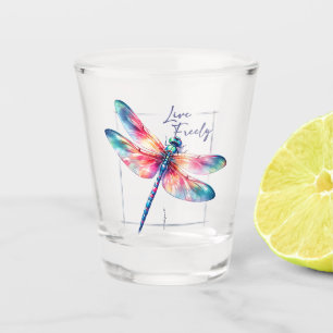 Live Freely - Dragonfly Colorful Inspiration Schnapsglas