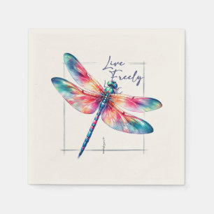 Live Freely - Dragonfly Colorful Inspiration Serviette