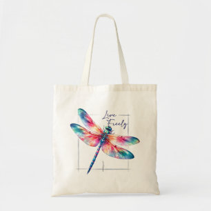 Live Freely - Dragonfly Colorful Inspiration Tragetasche