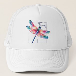 Live Freely - Dragonfly Colorful Inspiration Truckerkappe