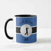 Live-Golf-Ball Golfer Abbildung Schwarz Blue Monog Tasse (Links)