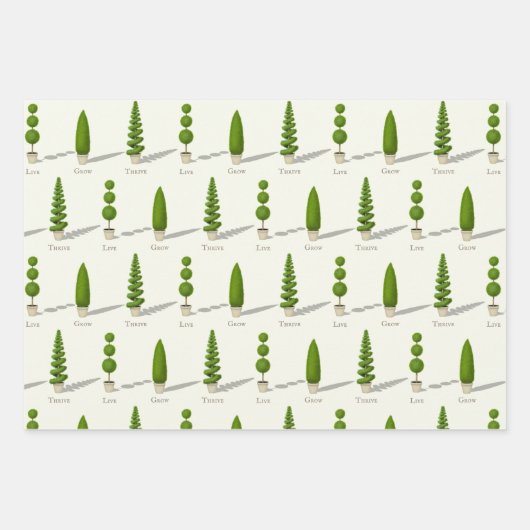 "Live Grow Thrive" - individuell anpassbare Themen Geschenkpapier Set (Vorderseite)