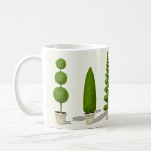 "Live Grow Thrive" - individuell anpassbare Themen Kaffeetasse (Links)