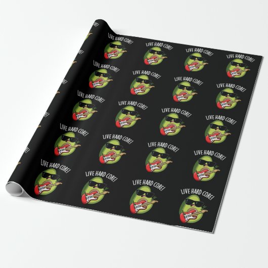 Live Hard Core Funny Avocado Rock Puck Dark BG Geschenkpapier (Ungerollt)