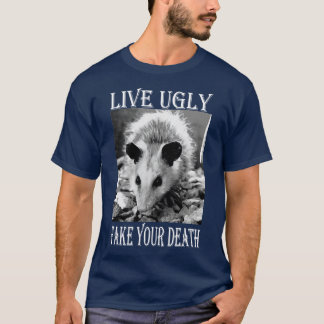 Live hässliches Fake Dein Tod lustige Opossum-Zita T-Shirt