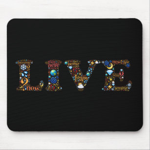 Live In The Present Inspirational Word Art  Mousepad