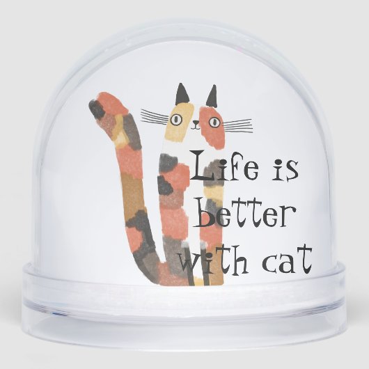 Live Is Better With Cat – Cute Cat Lover Gift Schneekugeln (Vorderseite)