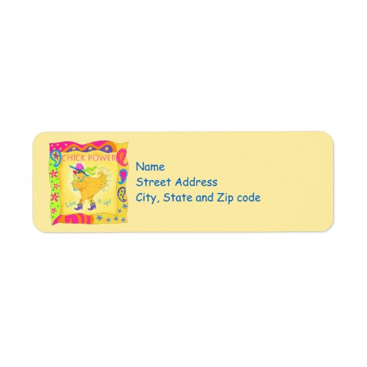 Live It Up Chick Power Yellow Whimsy Address Label (Vorne)