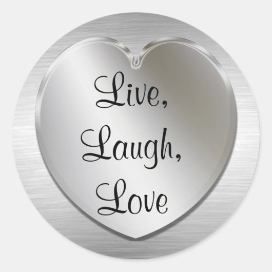 Live, Lachen, Liebe auf Silberherz-Aufklebern Runder Aufkleber (Vorderseite)