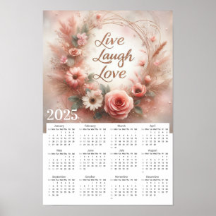 Live-Lachen Liebe Blume und Schmetterlingskalender Poster