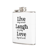 live, lachen, Liebe - drei schöne Worte Flachmann (Links)