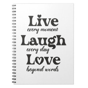 live, lachen, Liebe - drei schöne Worte Notizblock