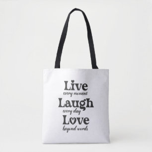 live, lachen, Liebe - drei schöne Worte Tasche