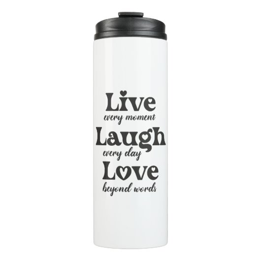 live, lachen, Liebe - drei schöne Worte Thermosbecher (Vorderseite)