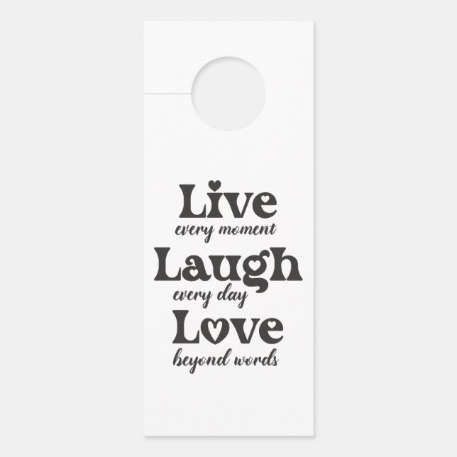 live, lachen, Liebe - drei schöne Worte Türanhänger (Vorderseite)