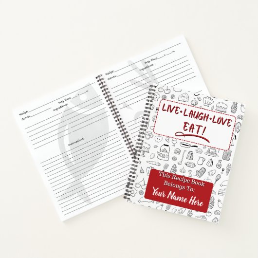 Live Lachen Liebe EAT! Rezept Buch, Personalisiert Notizblock (Innenseite)