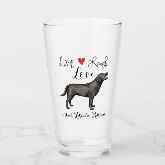 Live-Lachen Liebe ein schwarzes Labor Glas (Vorderseite)