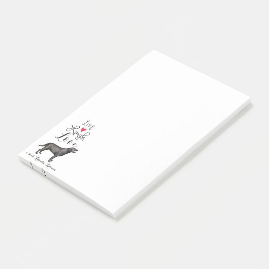 Live-Lachen Liebe ein schwarzes Labor Post-it Klebezettel (angewinkelt)