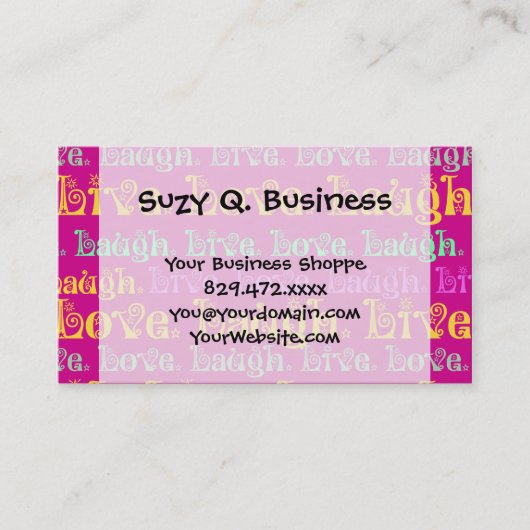 Live-Lachen Liebe ermutigt Worte heiß rosa Fuchsia Visitenkarte (Vorderseite)